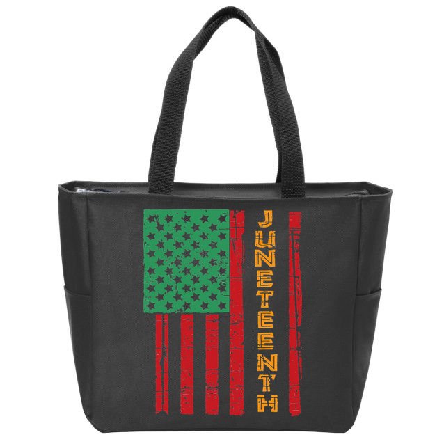 Juneteenth American Flag Zip Tote Bag