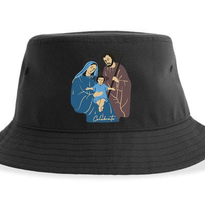 Jesus And Family Invite You To Celebrate Christmas Sustainable Bucket Hat