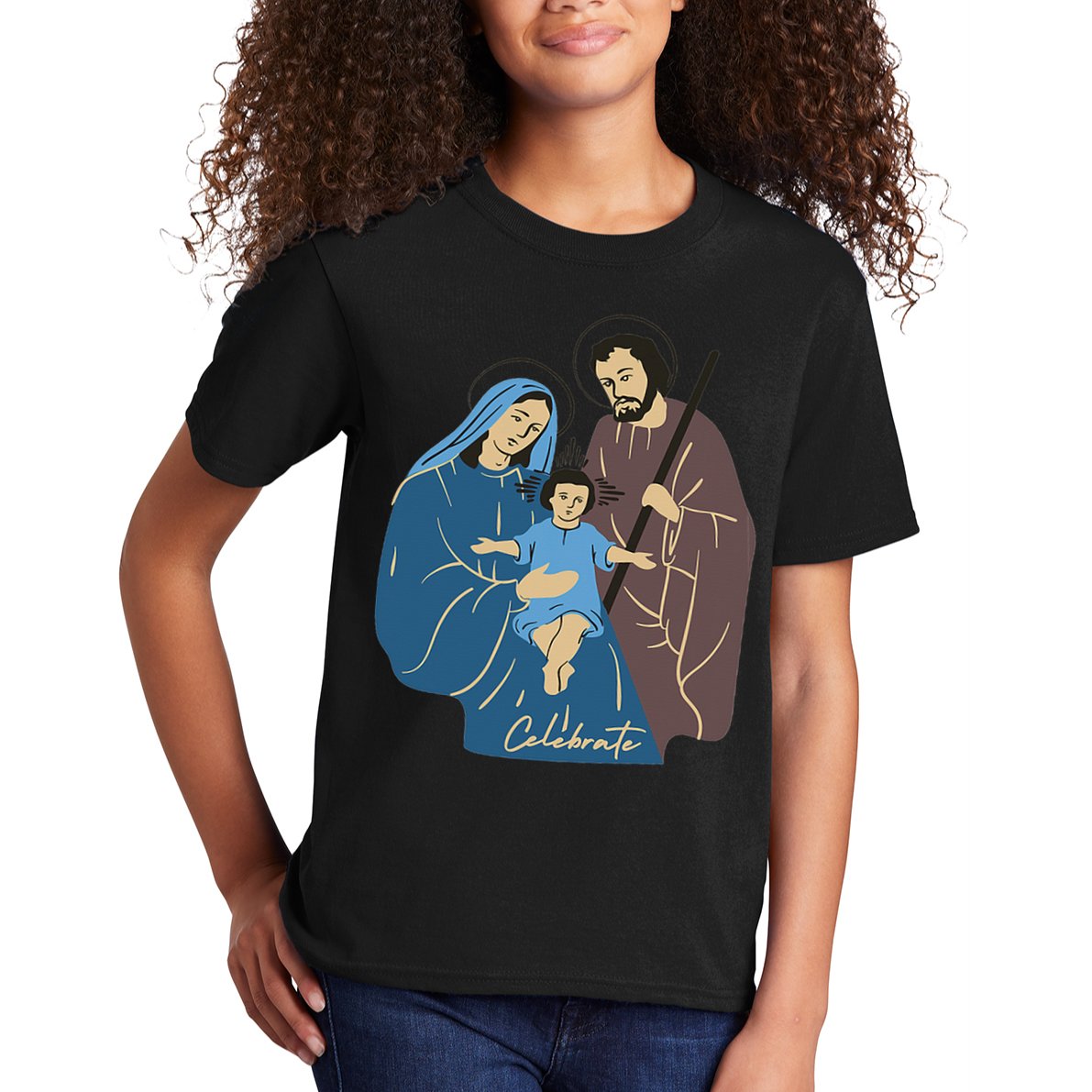 Jesus And Family Invite You To Celebrate Christmas Kids T-Shirt