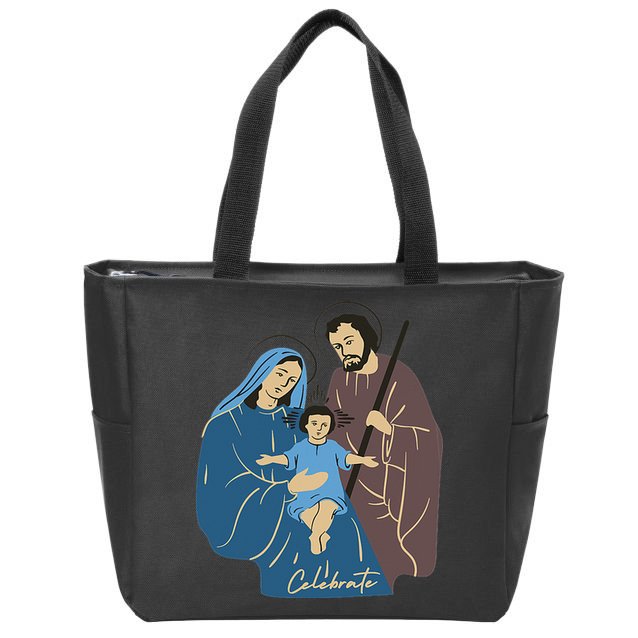 Jesus And Family Invite You To Celebrate Christmas Zip Tote Bag