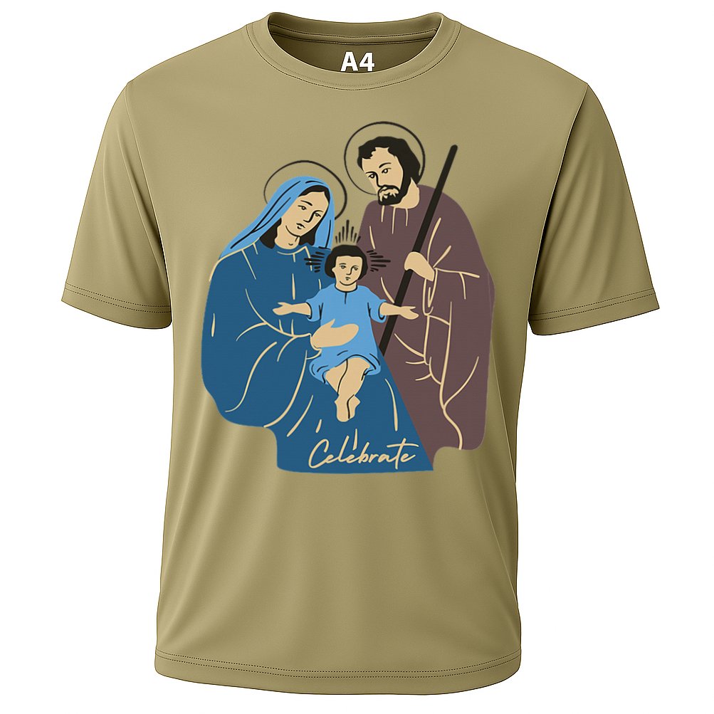 Jesus And Family Invite You To Celebrate Christmas Cooling Performance Crew T-Shirt