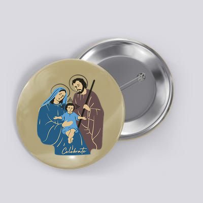 Jesus And Family Invite You To Celebrate Christmas Button
