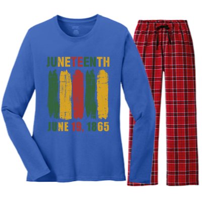 Juneteenth African Flag For Black History Pride Since 1865 Gift Women's Long Sleeve Flannel Pajama Set 