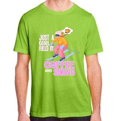 Just A Fueled By Coffee And Skiing Ski Gift Adult ChromaSoft Performance T-Shirt