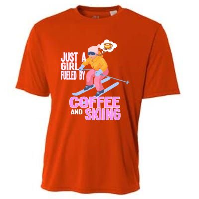 Just A Fueled By Coffee And Skiing Ski Gift Cooling Performance Crew T-Shirt