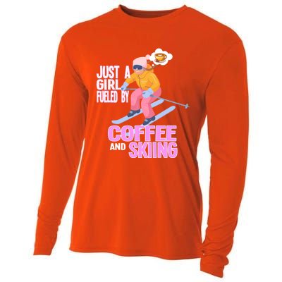 Just A Fueled By Coffee And Skiing Ski Gift Cooling Performance Long Sleeve Crew