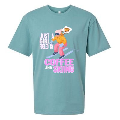 Just A Fueled By Coffee And Skiing Ski Gift Sueded Cloud Jersey T-Shirt