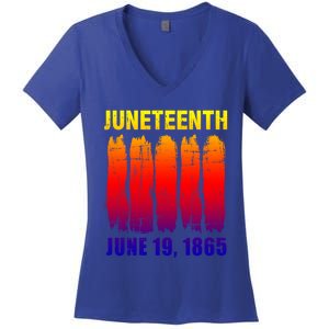 Juneteenth African Flag For Black History Pride Since 1865 Great Gift Women's V-Neck T-Shirt