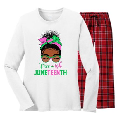 Juneteenth Aka Free-ish Since 1865 Independence Day Women's Long Sleeve Flannel Pajama Set 