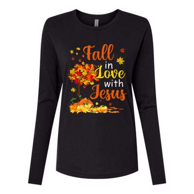 Jesus Autumn Fall In Love With Jesus Thanksgiving Womens Cotton Relaxed Long Sleeve T-Shirt