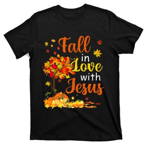 Jesus Autumn Fall In Love With Jesus Thanksgiving T-Shirt