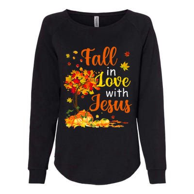 Jesus Autumn Fall In Love With Jesus Thanksgiving Womens California Wash Sweatshirt