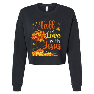 Jesus Autumn Fall In Love With Jesus Thanksgiving Cropped Pullover Crew