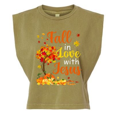 Jesus Autumn Fall In Love With Jesus Thanksgiving Garment-Dyed Women's Muscle Tee