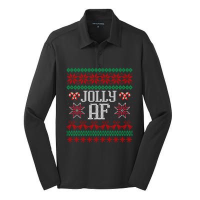 Jolly Af Funny Adult Humor Ugly Christmas Gift Silk Touch Performance Long Sleeve Polo