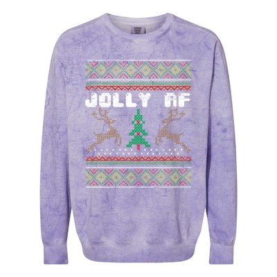 Jolly Af Funny Ugly Christmas Sweater Gift Colorblast Crewneck Sweatshirt