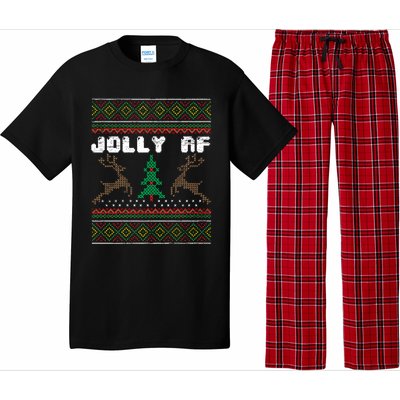 Jolly Af Funny Ugly Christmas Sweater Gift Pajama Set