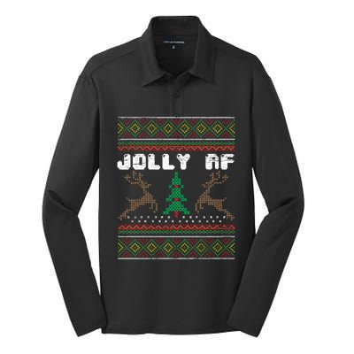 Jolly Af Funny Ugly Christmas Sweater Gift Silk Touch Performance Long Sleeve Polo