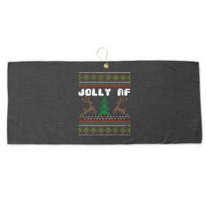 Jolly Af Funny Ugly Christmas Sweater Gift Large Microfiber Waffle Golf Towel