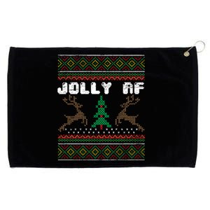 Jolly Af Funny Ugly Christmas Sweater Gift Grommeted Golf Towel