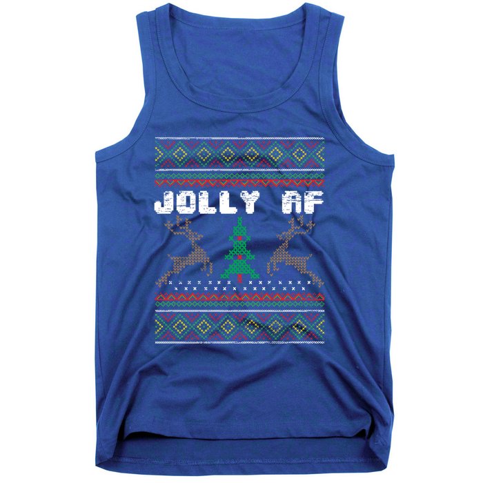 Jolly Af Funny Ugly Christmas Sweater Gift Tank Top