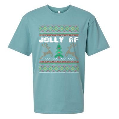 Jolly Af Funny Ugly Christmas Sweater Gift Sueded Cloud Jersey T-Shirt