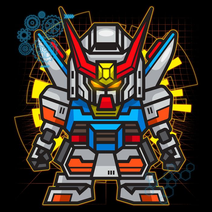 Japanese Anime Fighting Mecha Robot Button
