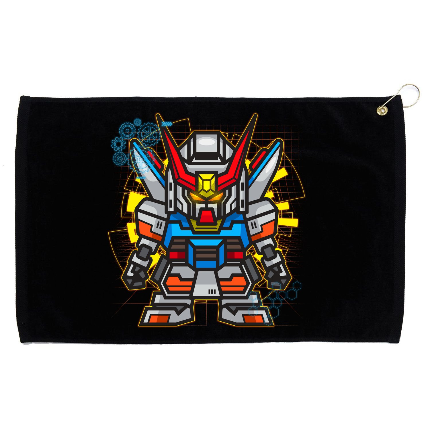 Japanese Anime Fighting Mecha Robot Grommeted Golf Towel