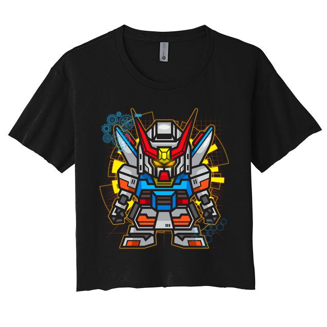 Japanese Anime Fighting Mecha Robot Women's Crop Top Tee