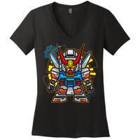 Japanese Anime Fighting Mecha Robot Women's V-Neck T-Shirt