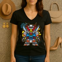 Japanese Anime Fighting Mecha Robot Women's V-Neck T-Shirt
