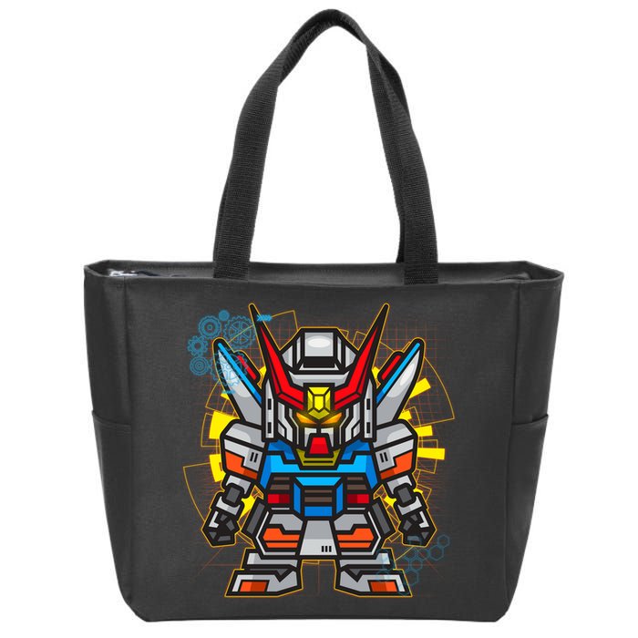Japanese Anime Fighting Mecha Robot Zip Tote Bag