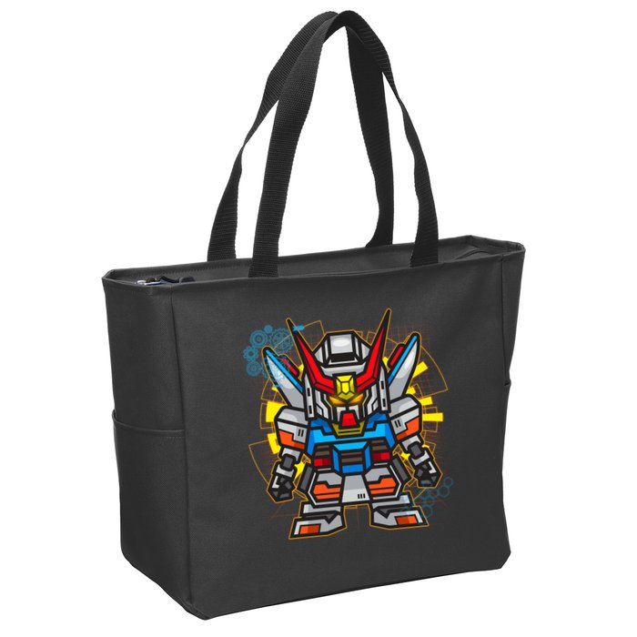 Japanese Anime Fighting Mecha Robot Zip Tote Bag
