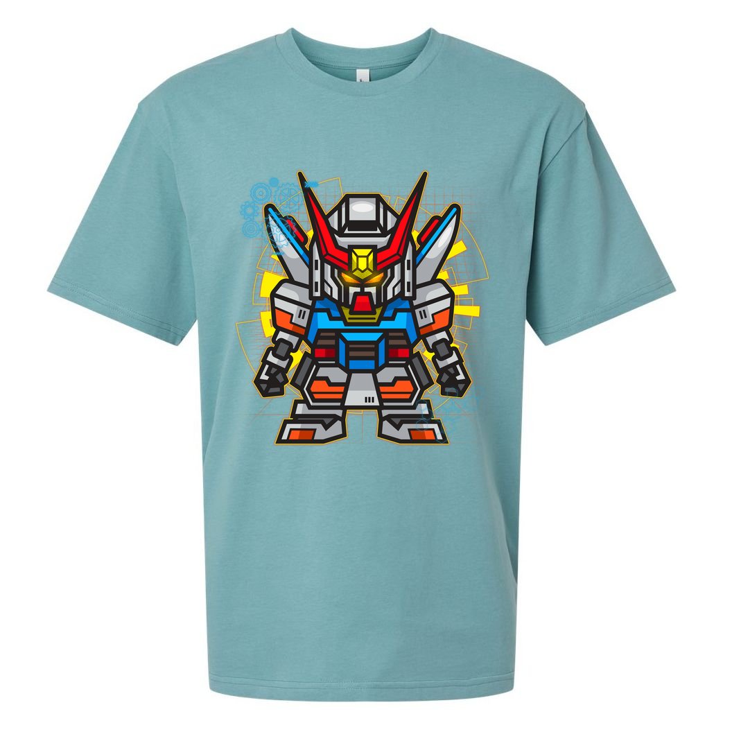 Japanese Anime Fighting Mecha Robot Sueded Cloud Jersey T-Shirt