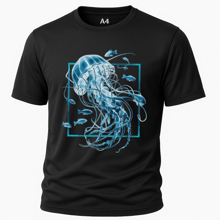 Jellyfish And Fishes In Sea Cooling Performance Crew T-Shirt