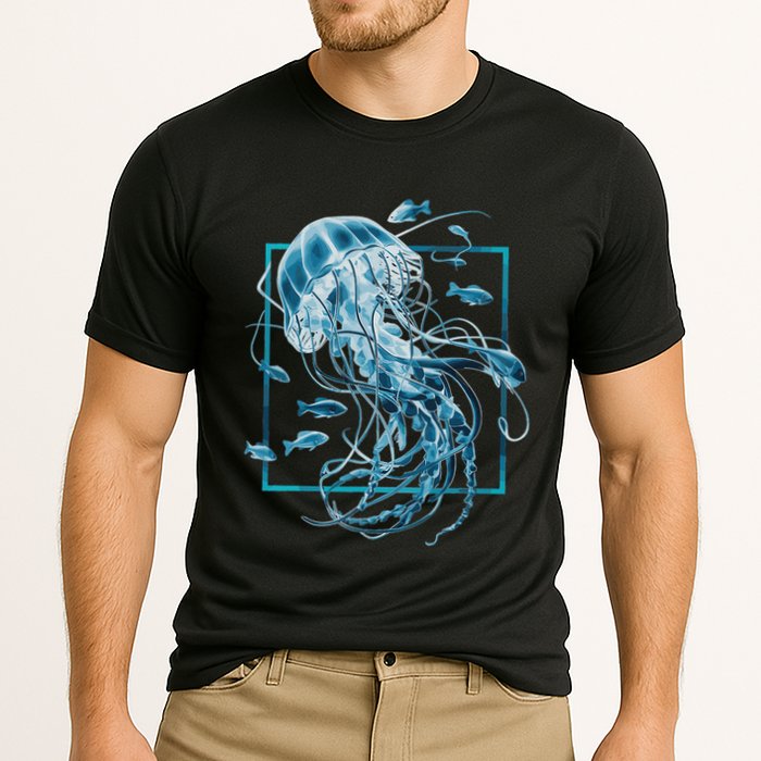 Jellyfish And Fishes In Sea Cooling Performance Crew T-Shirt