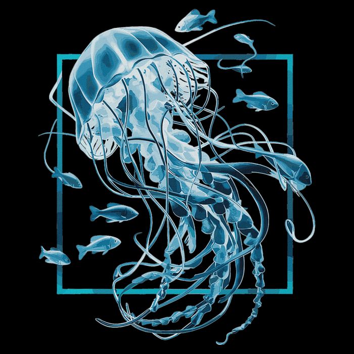 Jellyfish And Fishes In Sea Cooling Performance Crew T-Shirt