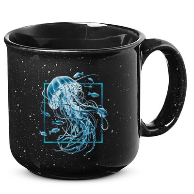 Jellyfish And Fishes In Sea 15oz Campfire Ceramic Mug