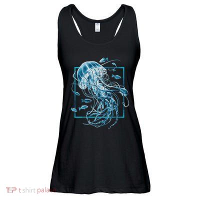 Jellyfish And Fishes In Sea Ladies Essential Flowy Tank
