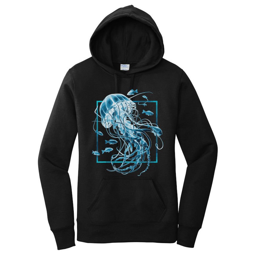 Jellyfish And Fishes In Sea Women's Pullover Hoodie
