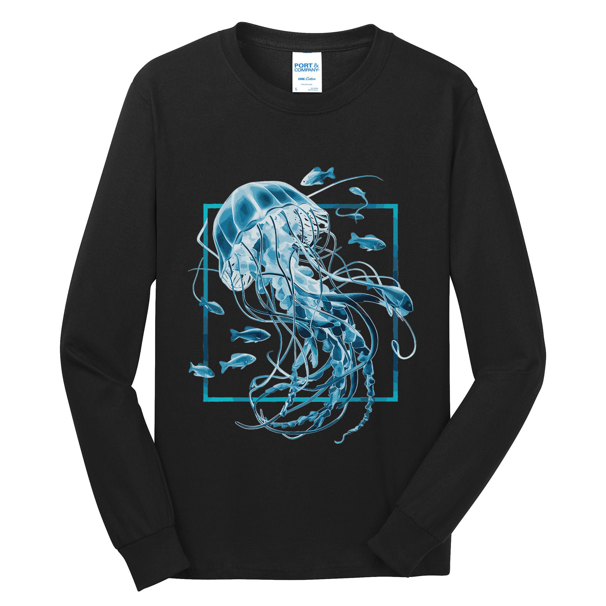 Jellyfish And Fishes In Sea Tall Long Sleeve T-Shirt