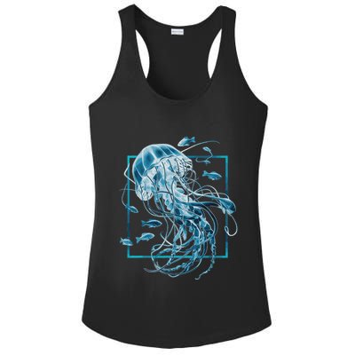 Jellyfish And Fishes In Sea Ladies PosiCharge Competitor Racerback Tank
