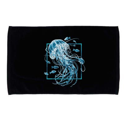 Jellyfish And Fishes In Sea Microfiber Hand Towel