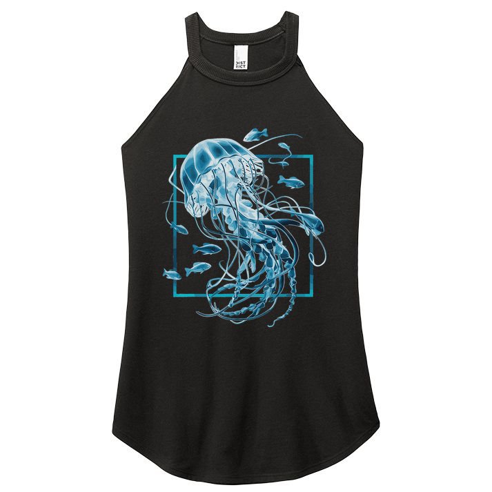 Jellyfish And Fishes In Sea Women's Perfect Tri Rocker Tank