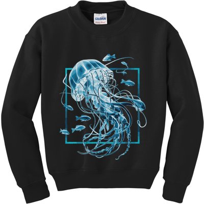 Jellyfish And Fishes In Sea Kids Sweatshirt