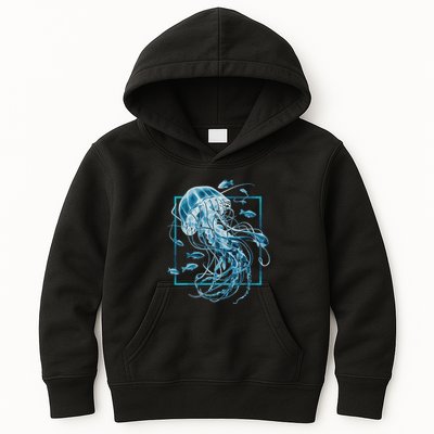 Jellyfish And Fishes In Sea Kids Hoodie