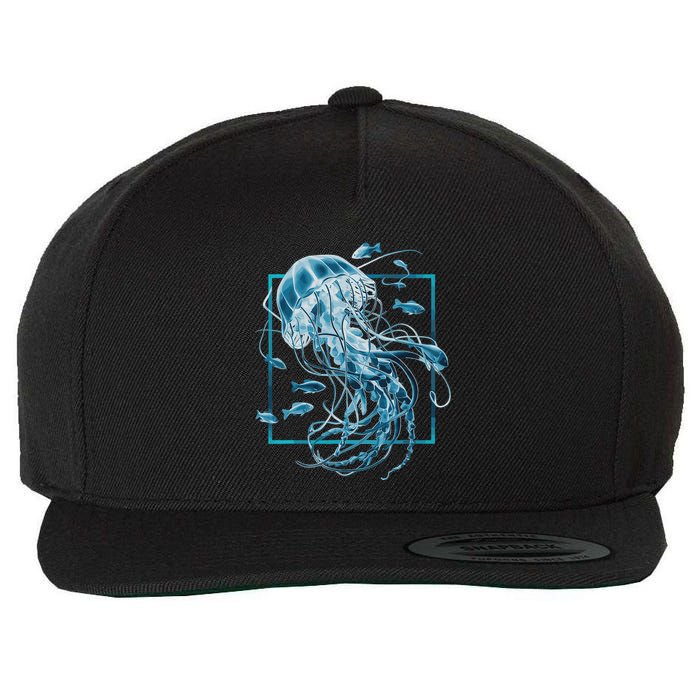 Jellyfish And Fishes In Sea Wool Snapback Cap