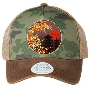 Japanese Autumn Fall Leaves Pagodas Legacy Tie Dye Trucker Hat