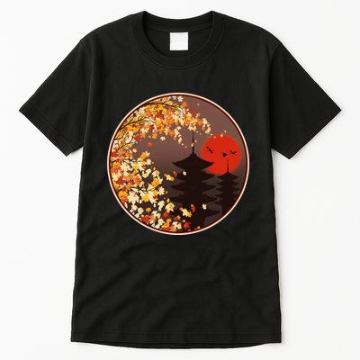 Japanese Autumn Fall Leaves Pagodas Tall T-Shirt