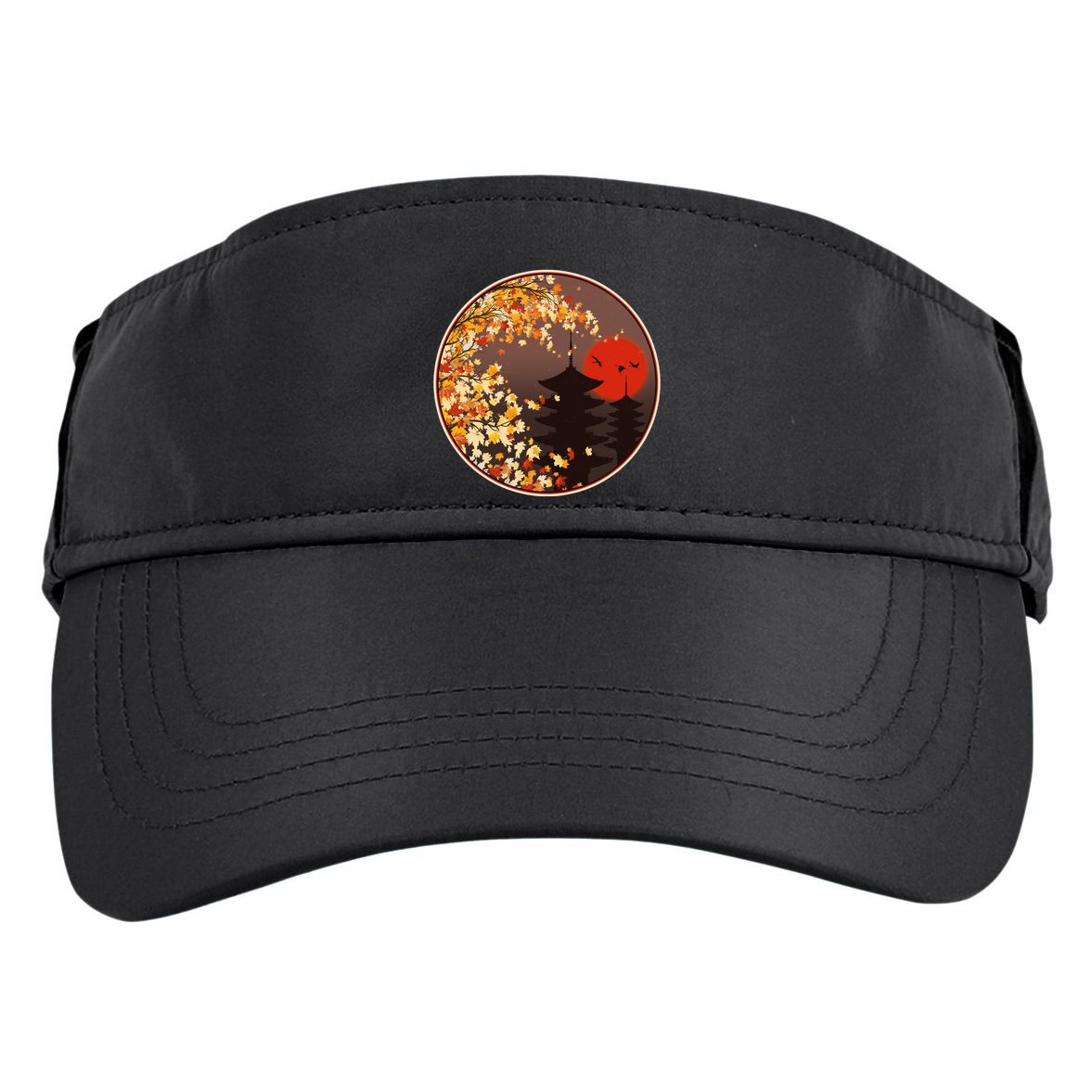 Japanese Autumn Fall Leaves Pagodas Adult Drive Performance Visor